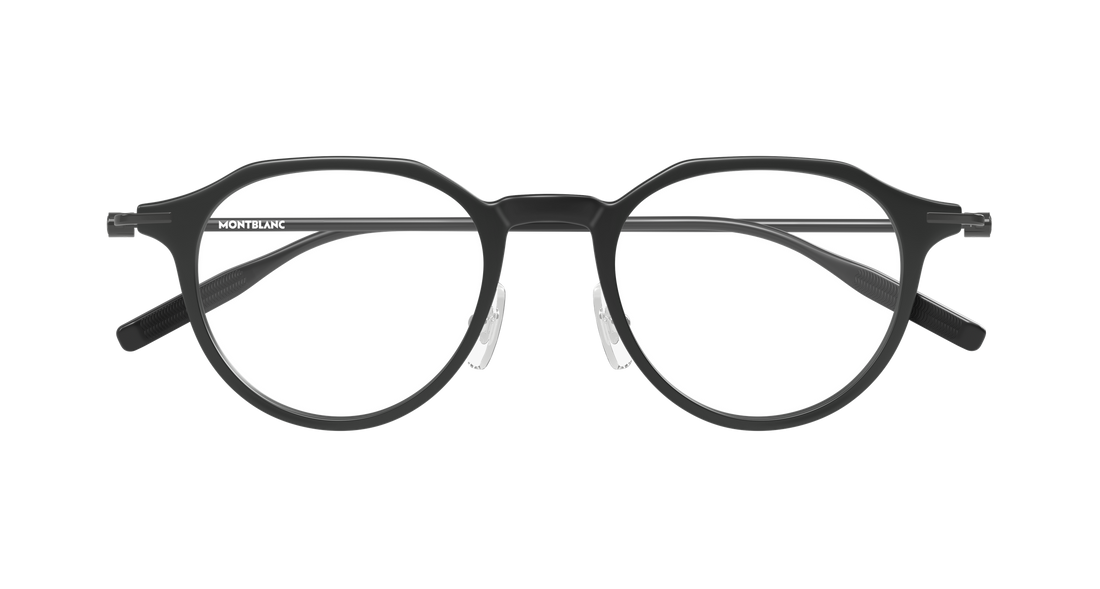 Óculos graduados montblanc mb0355o 005 negro round/oval/panthos masculino tamanho 49mm - Vista de detalhe