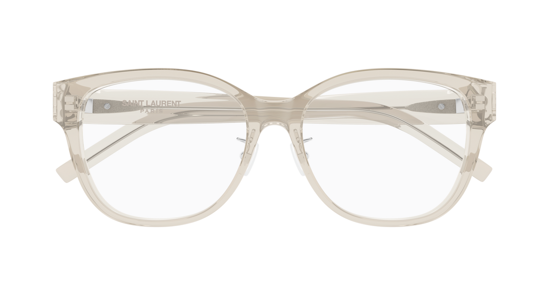 Prescription glasses saint laurent sl m168/f 004 beige cat eye femenino size 55mm - Detailed view