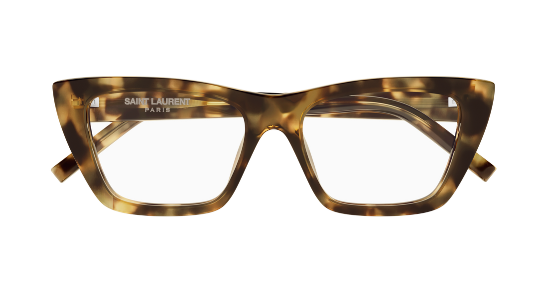 Óculos graduados saint laurent sl 276 mica opt 010 havana cat eye femenino tamanho 53mm - Vista de detalhe