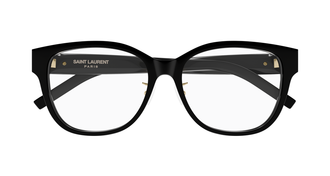 Óculos graduados saint laurent sl m168/f 001 negro cat eye femenino tamanho 55mm - Vista de detalhe