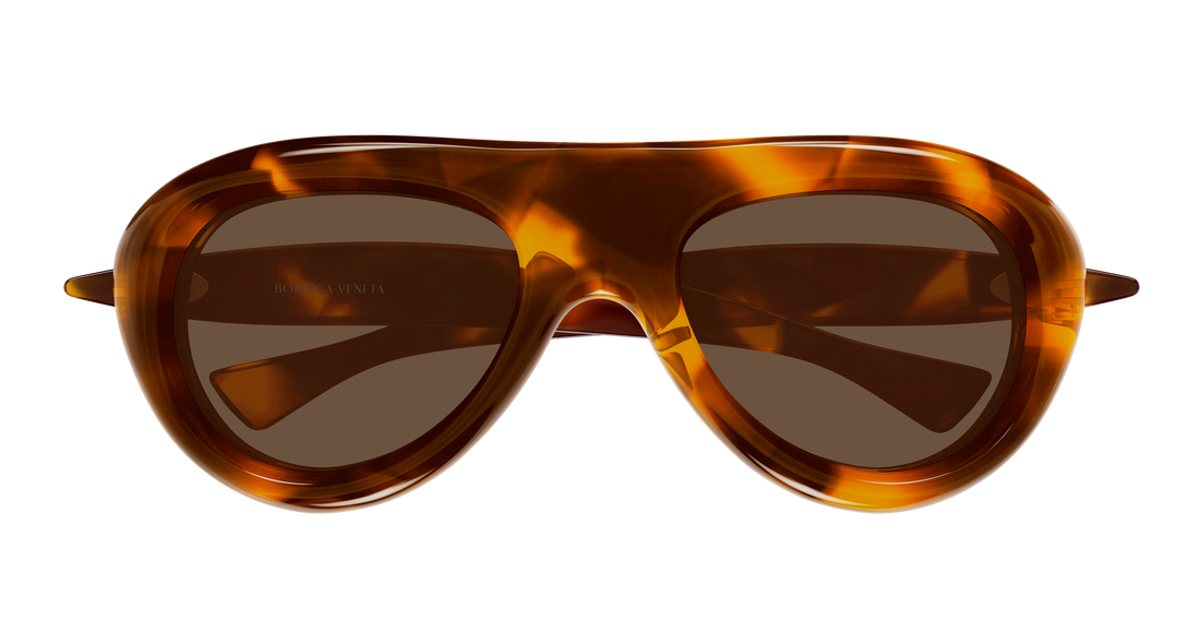 Óculos de sol bottega veneta bv1483s 002 havana round/oval/panthos unisex tamanho 54mm - Vista de detalhe