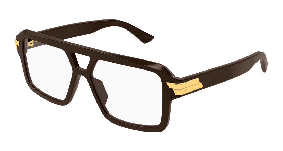 Óculos graduados bottega veneta bv1491o 004 marron pilot/navigator unisex tamanho 54mm - Vista principal