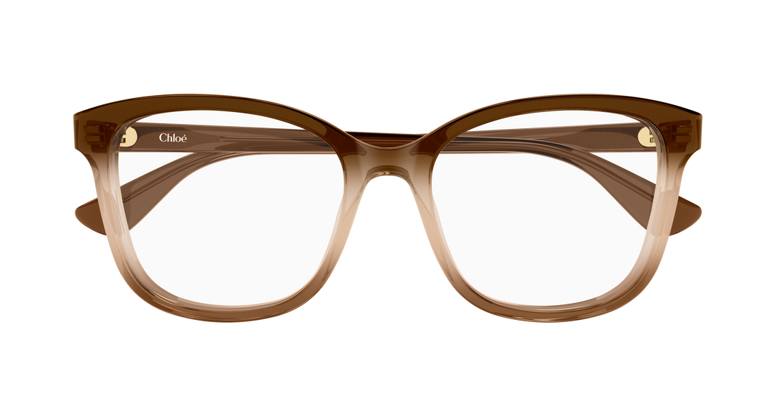Óculos graduados chloé ch0393o 005 marron cat eye femenino tamanho 54mm - Vista de detalhe