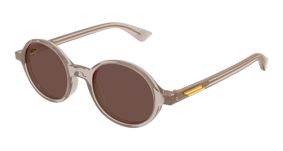Óculos de sol bottega veneta bv1430s 008 marron round/oval/panthos unisex tamanho 48mm - Vista principal