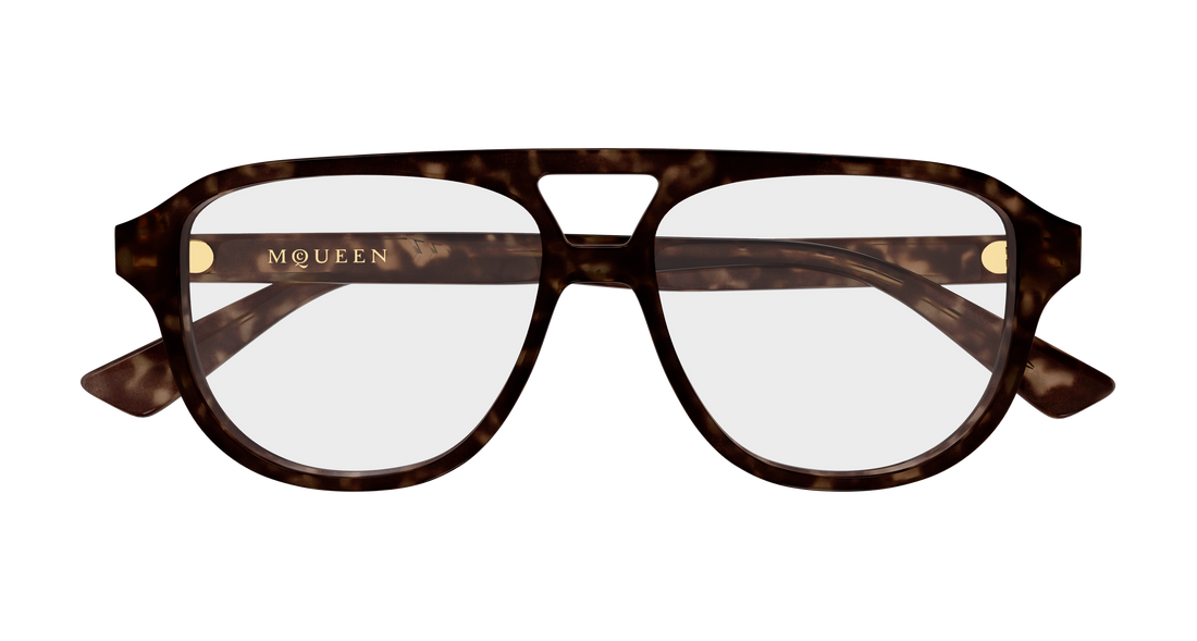 Gafas graduadas alexander mcqueen am0574o 002 havana pilot/navigator unisex talla 54mm - Vista de detalle