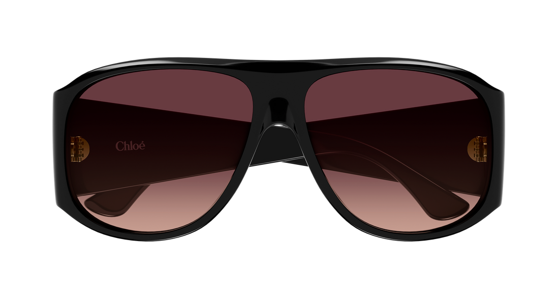 Óculos de sol chloé ch0347s 007 negro pilot/navigator femenino tamanho 60mm - Vista de detalhe