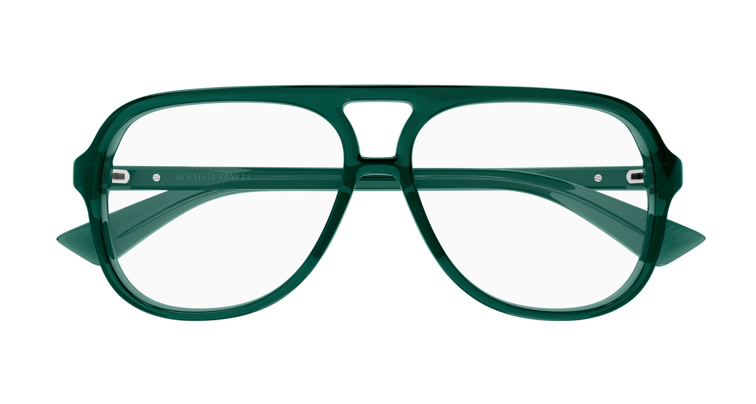 Óculos graduados bottega veneta bv1417o 007 verde pilot/navigator unisex tamanho 56mm - Vista de detalhe