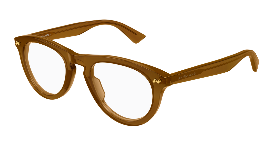 Óculos graduados bottega veneta bv1507o 008 marron round/oval/panthos unisex tamanho 52mm - Vista principal