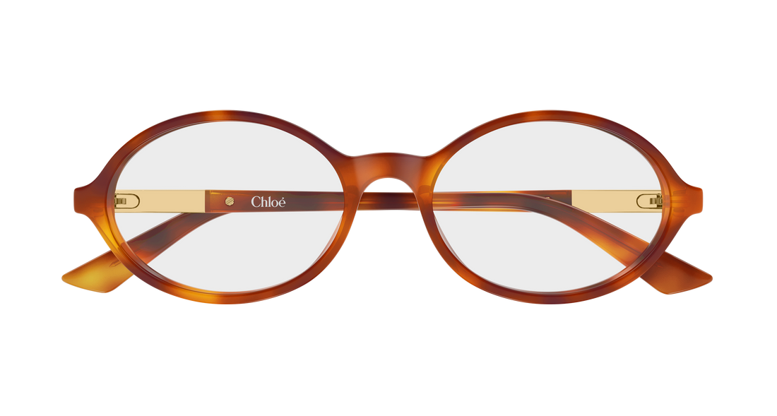 Glasögon chloé ch0367o 002 havana round/oval/panthos femenino storlek 54mm - Detaljvy