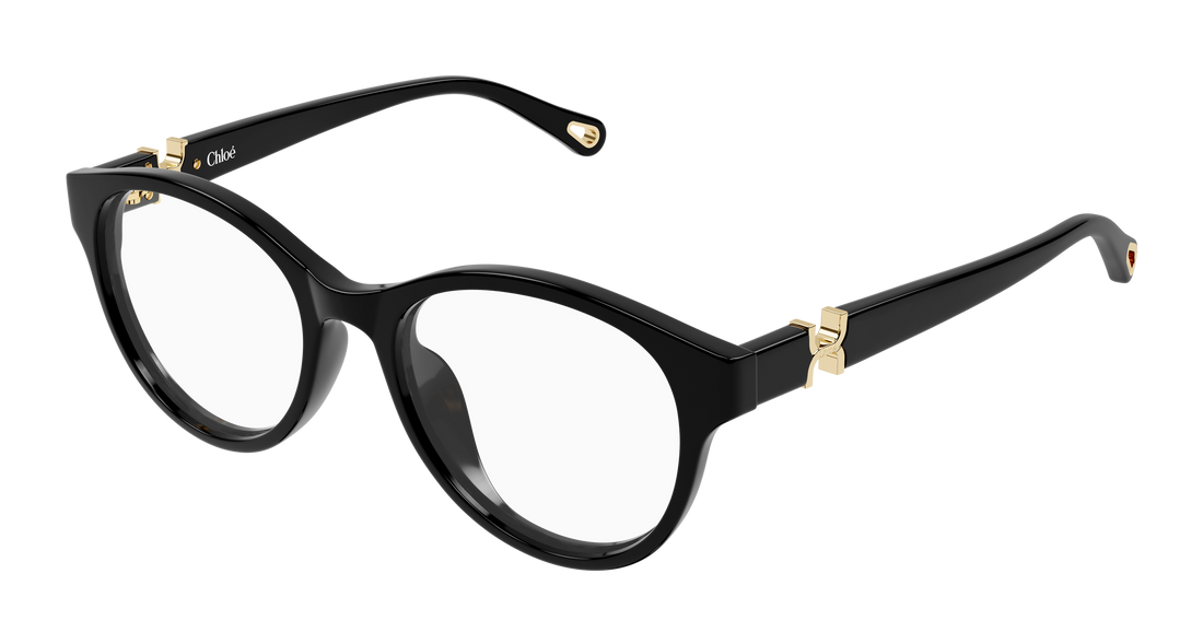 Brillen chloé ch0376oa 001 negro round/oval/panthos femenino maat 53mm - Hoofdaanzicht