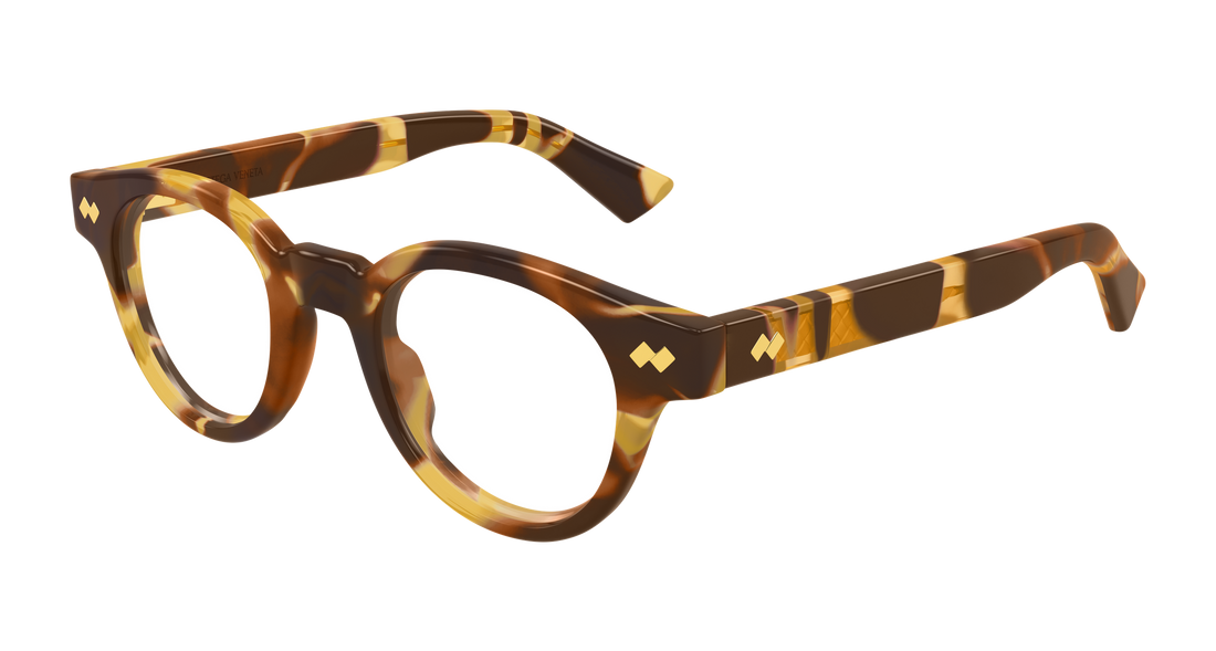 Óculos graduados bottega veneta bv1443o 002 havana round/oval/panthos unisex tamanho 45mm - Vista principal