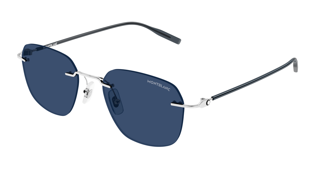 Óculos de sol montblanc mb0430s 003 plateado rectangular / squared masculino tamanho 53mm - Vista principal