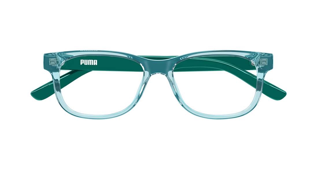 Óculos graduados puma pj0093o 006 verde rectangular / squared infantil tamanho 50mm - Vista de detalhe