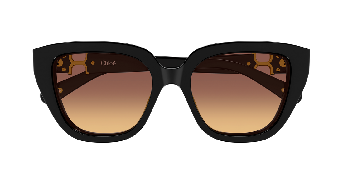 Óculos de sol chloé ch0410s 001 negro cat eye femenino tamanho 53mm - Vista de detalhe