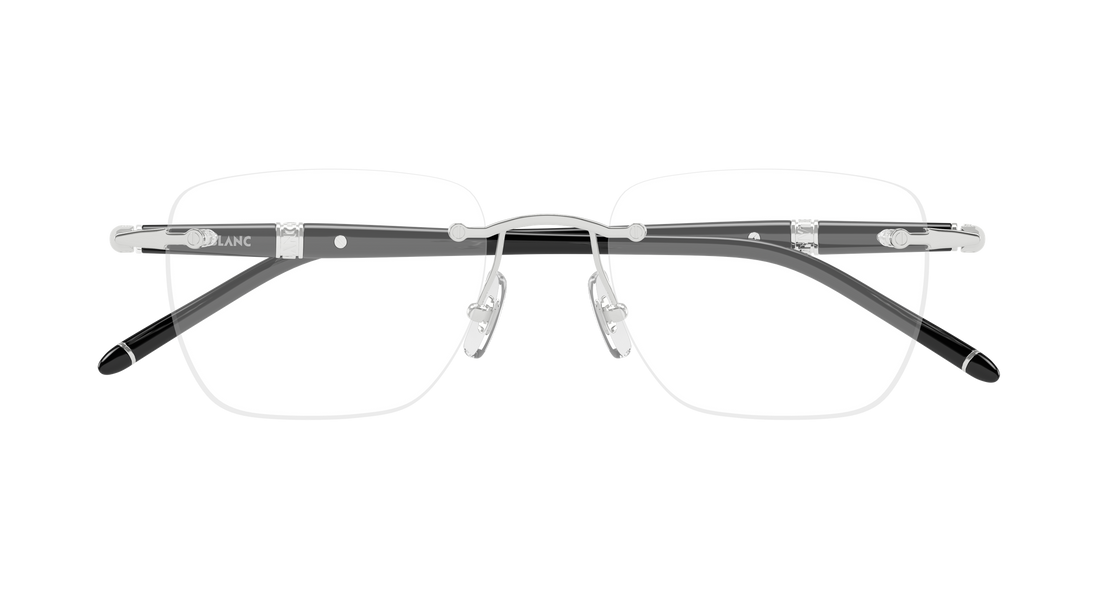 Glasögon montblanc mb0346o 004 plateado rectangular / squared masculino storlek 53mm - Detaljvy