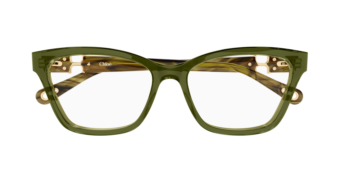 Briller chloé ch0412o 010 verde cat eye femenino størrelse 56mm - Detaljeret visning