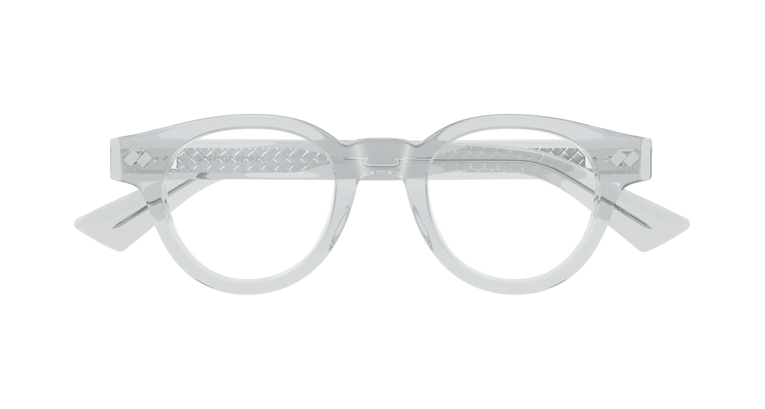 Óculos graduados bottega veneta bv1443o 003 gris round/oval/panthos unisex tamanho 45mm - Vista de detalhe