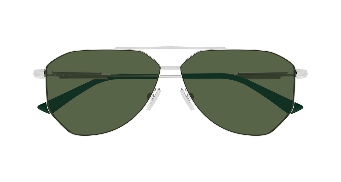 Óculos de sol bottega veneta bv1508s 004 plateado pilot/navigator unisex tamanho 60mm - Vista de detalhe