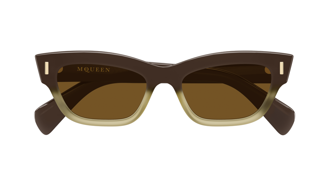 Óculos de sol alexander mcqueen am0548s 004 marron cat eye femenino tamanho 52mm - Vista de detalhe