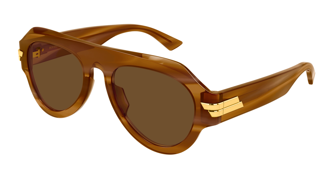 Óculos de sol bottega veneta bv1488s 003 marron pilot/navigator unisex tamanho 53mm - Vista principal