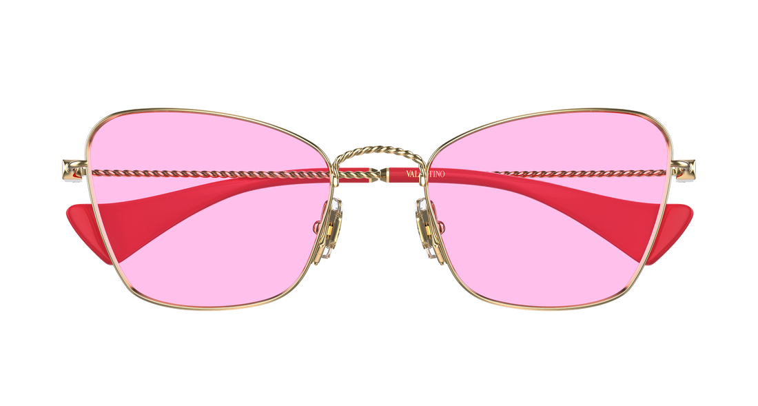 Óculos de sol valentino vg0063s 003 dorado cat eye femenino tamanho 52mm - Vista de detalhe