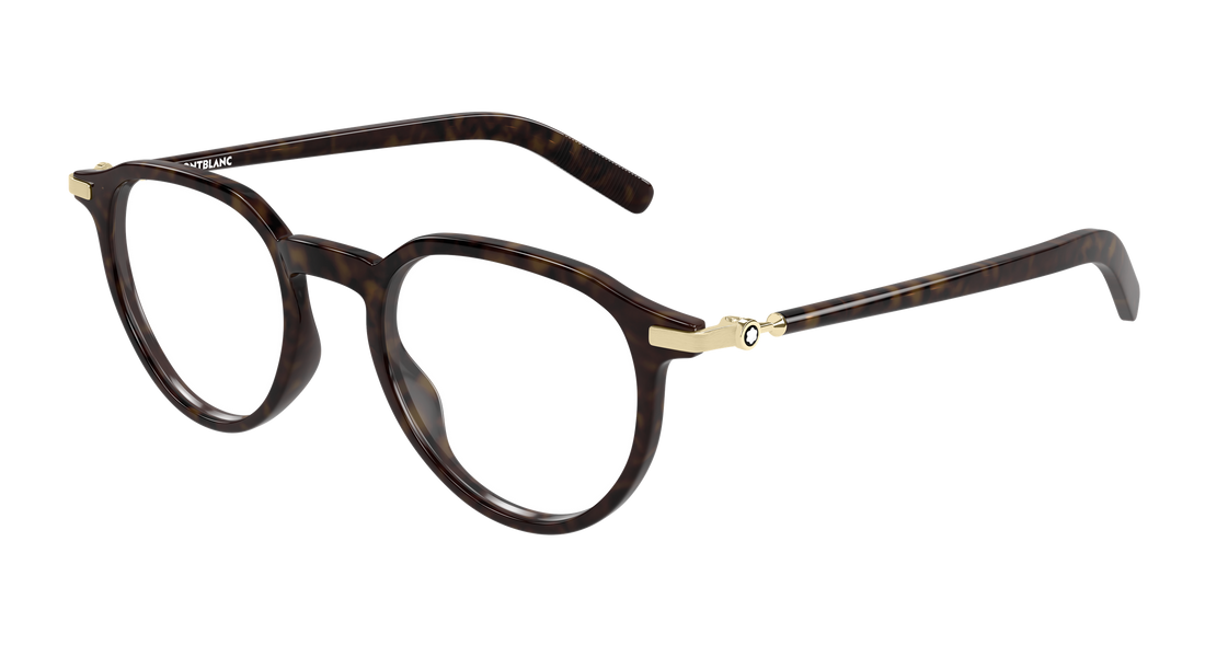 Óculos graduados montblanc mb0495o 003 havana round/oval/panthos masculino tamanho 49mm - Vista principal