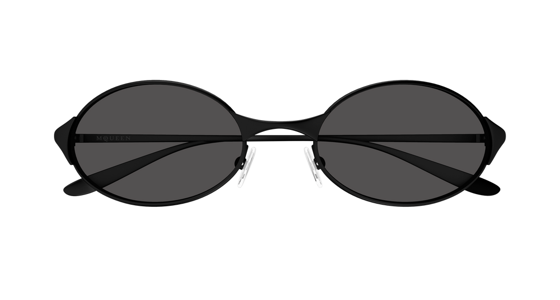 Óculos de sol alexander mcqueen am0589s 001 negro round/oval/panthos unisex tamanho 55mm - Vista de detalhe