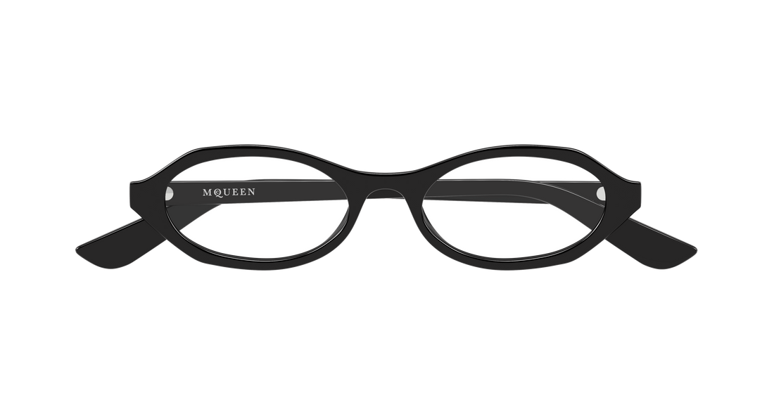 Brillen alexander mcqueen am0559o 001 negro round/oval/panthos femenino größe 51mm - Detailansicht