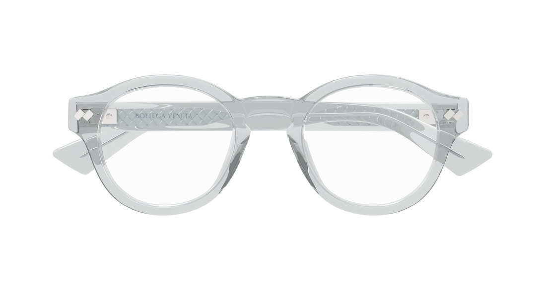Óculos graduados bottega veneta bv1444oa 003 gris round/oval/panthos unisex tamanho 49mm - Vista de detalhe