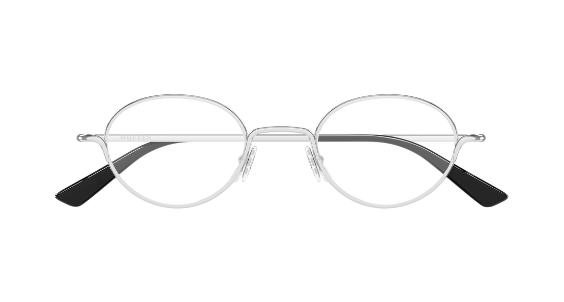 Gafas graduadas alexander mcqueen am0562o 001 plateado round/oval/panthos unisex talla 46mm - Vista de detalle