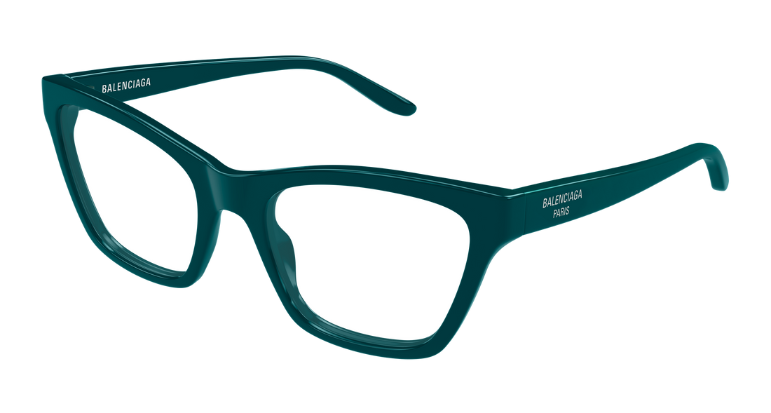 Occhiali da vista balenciaga bb0440o 009 verde cat eye femenino taglia 56mm - Vista principale