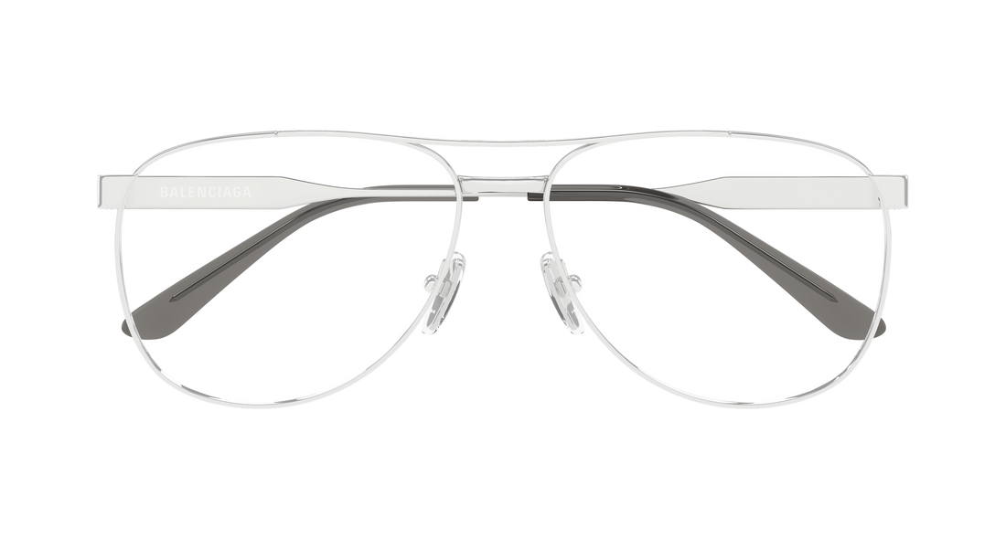 Lunettes de vue balenciaga bb0539o 001 plateado pilot/navigator masculino taille 61mm - Vue détaillée