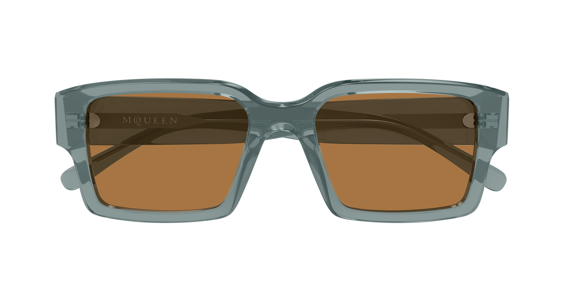 Occhiali da sole alexander mcqueen am0579s 004 verde rectangular / squared masculino taglia 53mm - Vista dettagliata