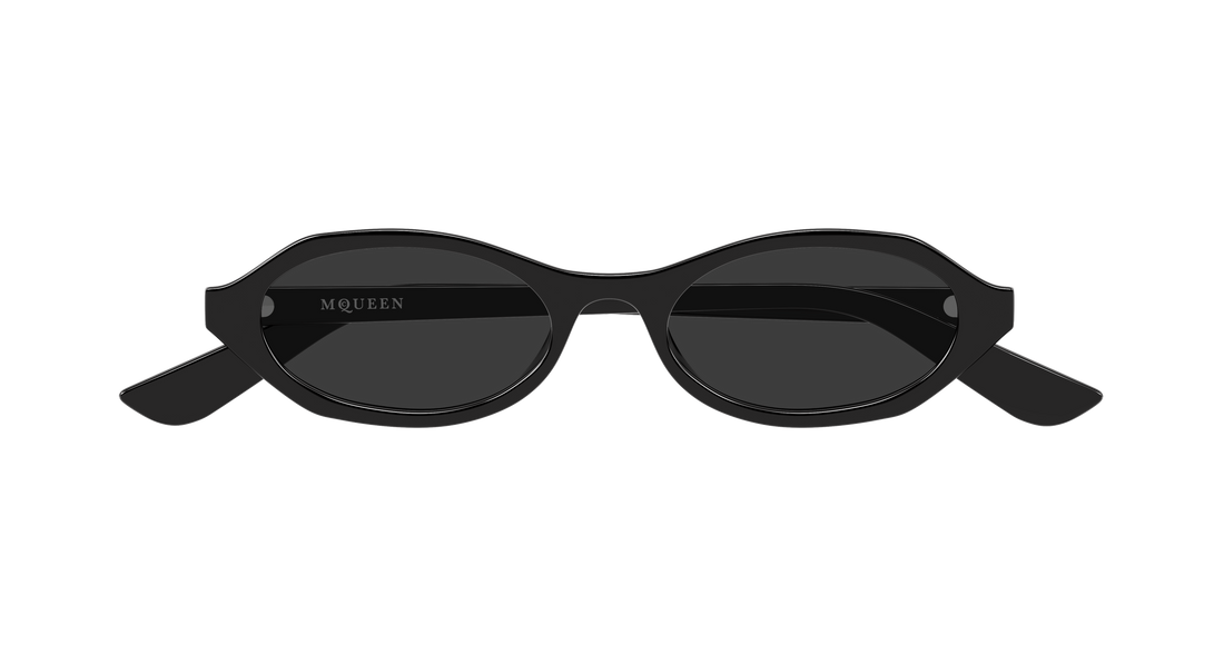 Óculos de sol alexander mcqueen am0559s 001 negro round/oval/panthos femenino tamanho 51mm - Vista de detalhe