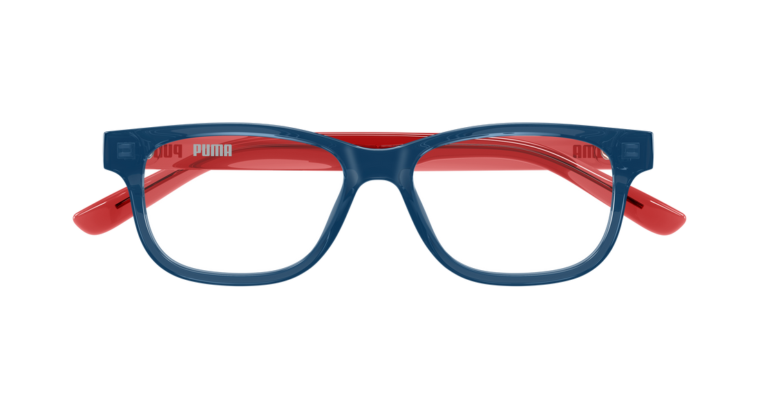 Óculos graduados puma pj0092o 007 azul rectangular / squared infantil tamanho 50mm - Vista de detalhe