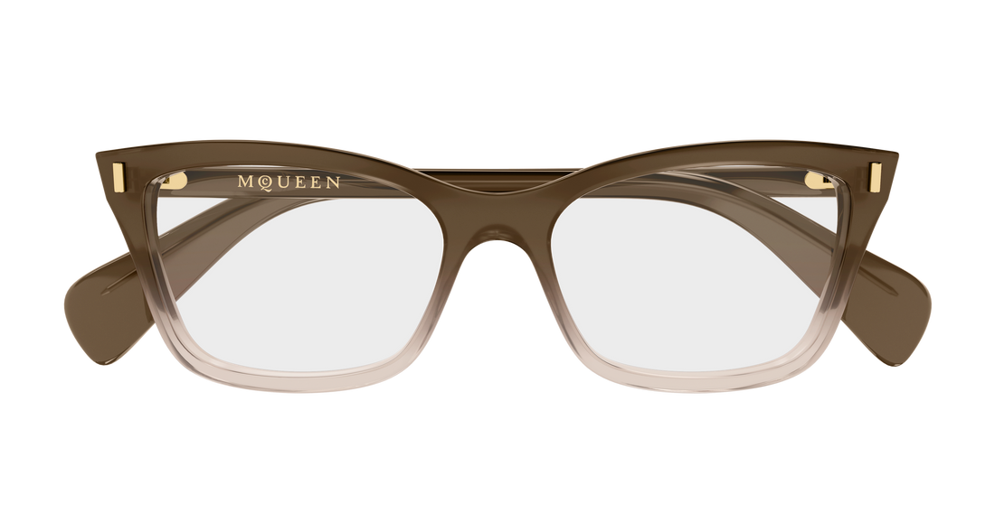 Gafas graduadas alexander mcqueen am0584o 008 marron cat eye femenino talla 54mm - Vista de detalle