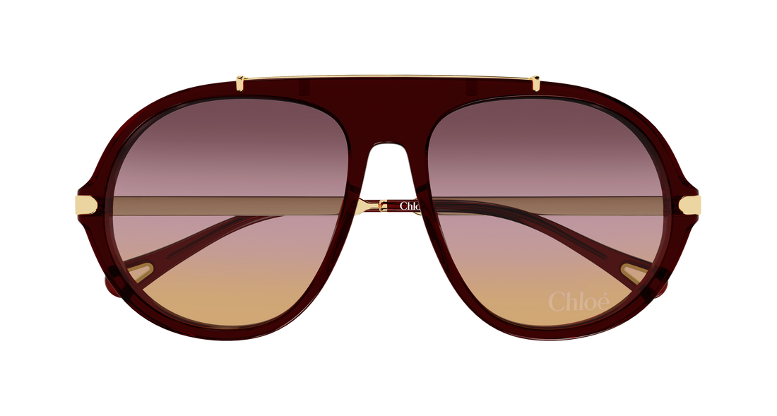 Óculos de sol chloé ch0357s 004 burdeos round/oval/panthos femenino tamanho 58mm - Vista de detalhe