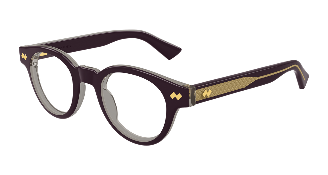 Óculos graduados bottega veneta bv1443o 004 violeta round/oval/panthos unisex tamanho 45mm - Vista principal