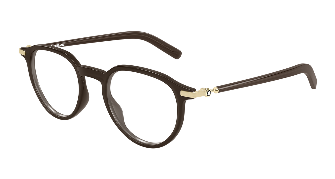 Occhiali da vista montblanc mb0495o 004 marron round/oval/panthos masculino taglia 49mm - Vista principale