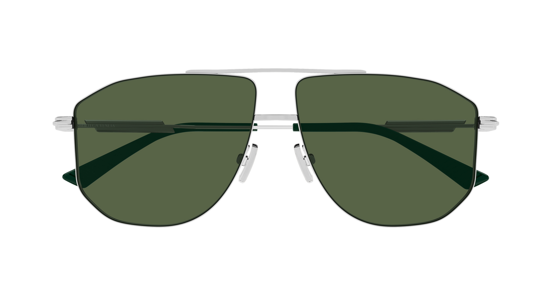 Óculos de sol bottega veneta bv1509s 004 plateado pilot/navigator unisex tamanho 59mm - Vista de detalhe