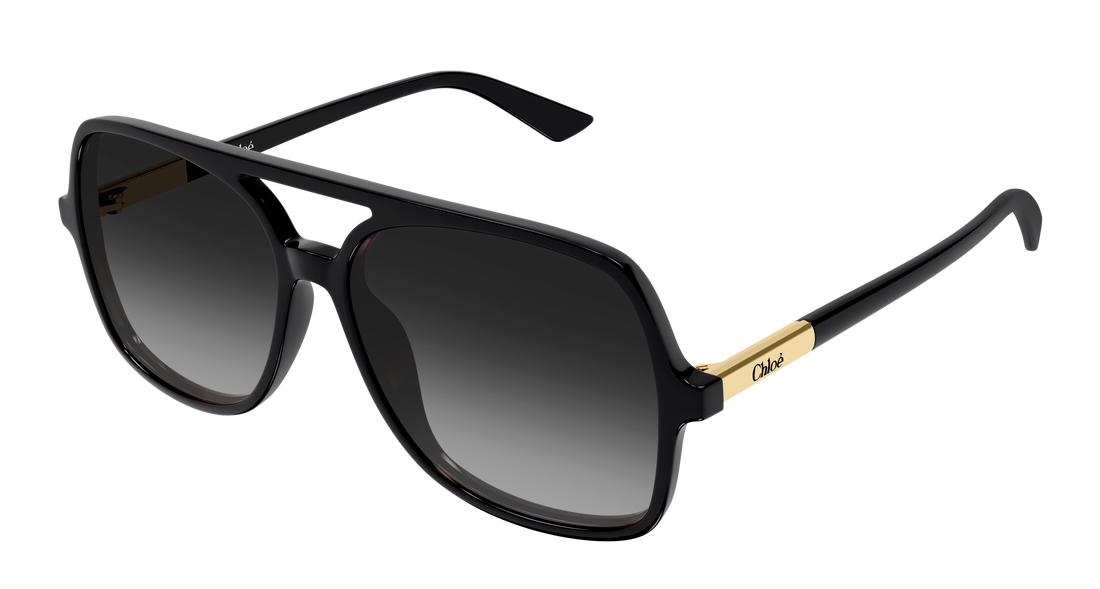 Solglasögon chloé ch0364s 001 negro pilot/navigator femenino storlek 57mm - Huvudvy
