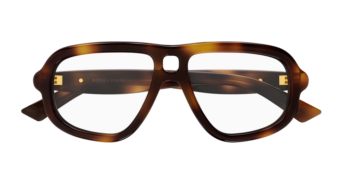 Óculos graduados bottega veneta bv1495o 002 havana pilot/navigator unisex tamanho 53mm - Vista de detalhe