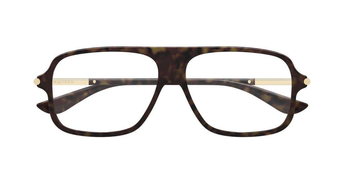 Brillen alexander mcqueen am0555o 002 havana pilot/navigator unisex größe 57mm - Detailansicht