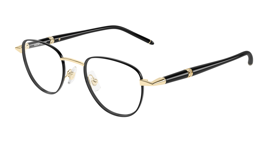 Óculos graduados montblanc mb0486o 001 dorado round/oval/panthos masculino tamanho 48mm - Vista principal