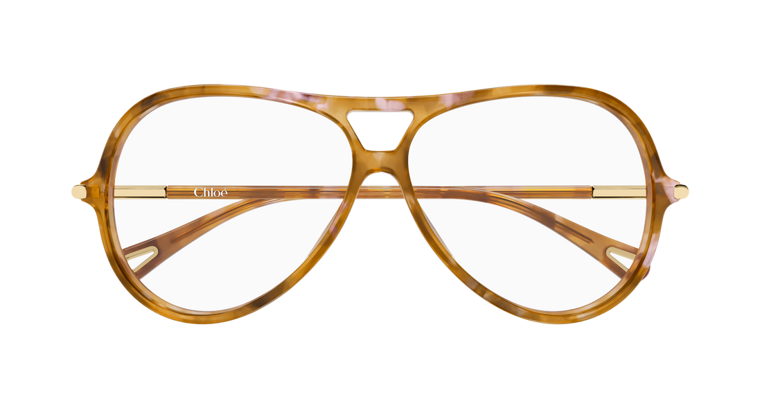 Óculos graduados chloé ch0398o 004 havana round/oval/panthos femenino tamanho 59mm - Vista de detalhe