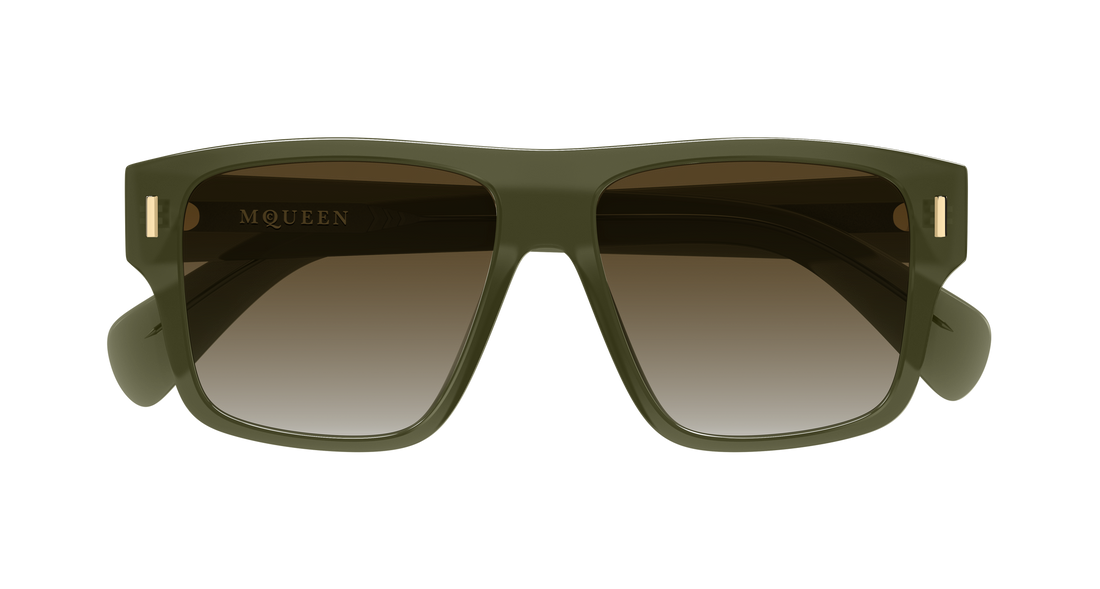 Óculos de sol alexander mcqueen am0550s 003 verde rectangular / squared masculino tamanho 55mm - Vista de detalhe