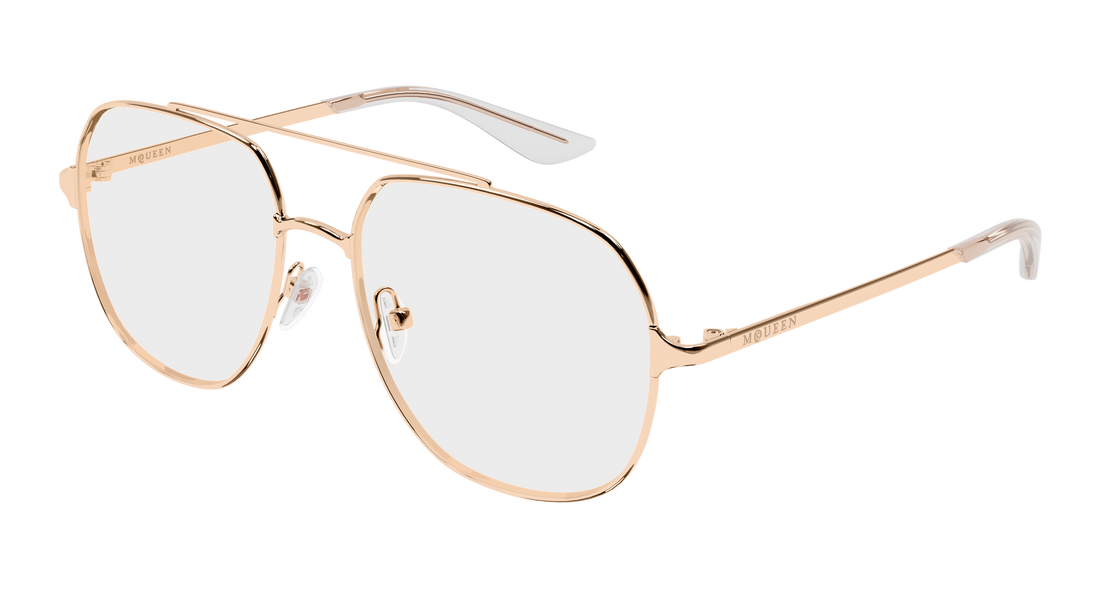 Gafas graduadas alexander mcqueen am0591o 004 dorado pilot/navigator unisex talla 55mm - Vista principal