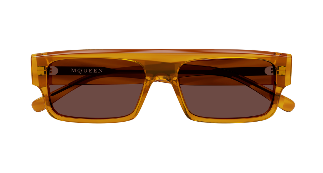 Occhiali da sole alexander mcqueen am0580s 003 havana rectangular / squared masculino taglia 55mm - Vista dettagliata