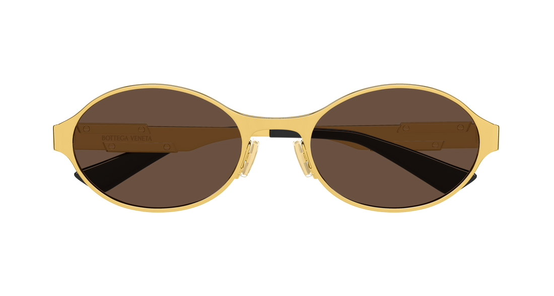 Óculos de sol bottega veneta bv1456s 001 dorado round/oval/panthos unisex tamanho 55mm - Vista de detalhe