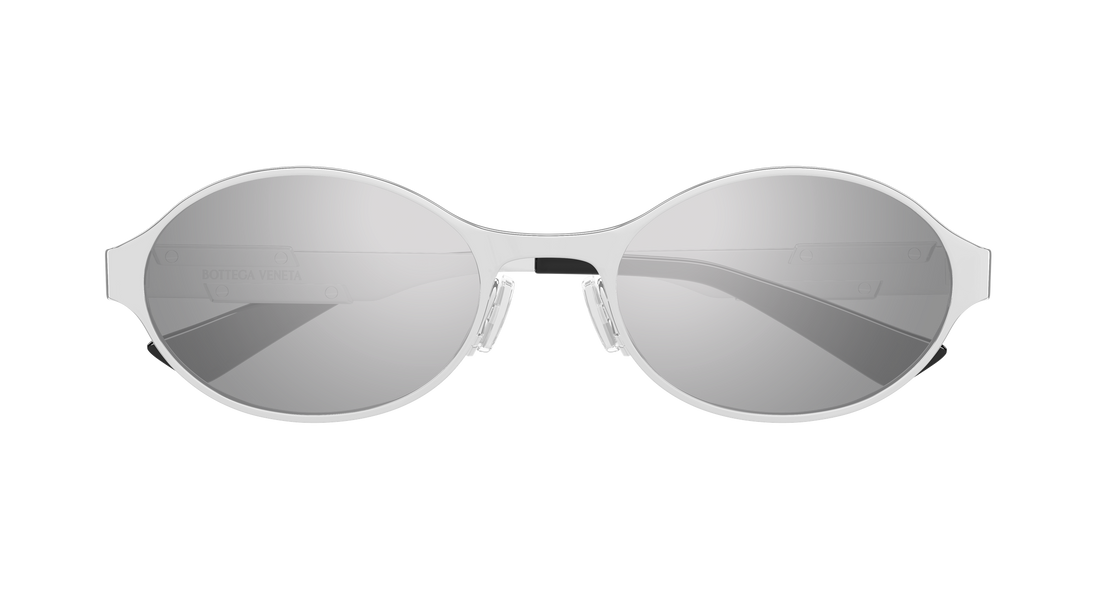 Óculos de sol bottega veneta bv1456s 003 plateado round/oval/panthos unisex tamanho 55mm - Vista de detalhe
